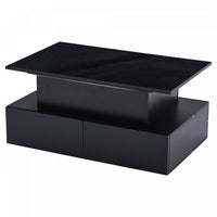 Ethan table basse relevable – table avec eclairage LED et tiroirs de rangement, noir