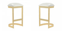 Tabouret de bar moderne en metal et tissu Aura, blanc - Lot de 2