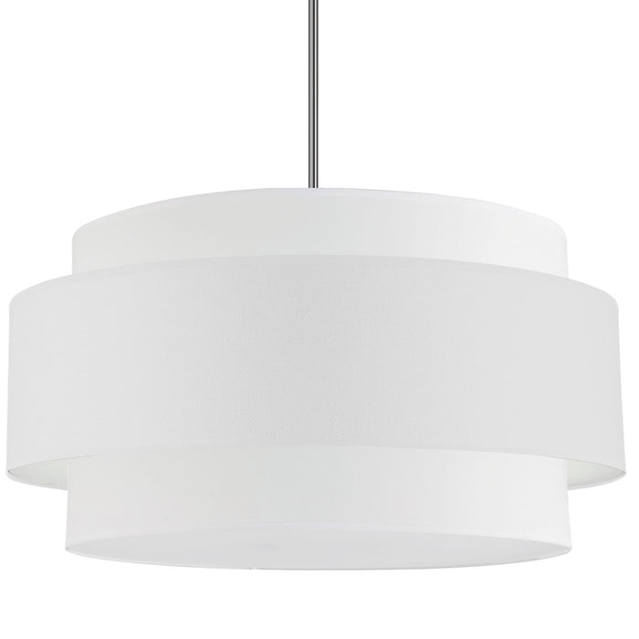 Luminaire suspendu Priya de Dainolite de 30 po de diamètre avec abat-jour blanc, fini chromé poli et 4 ampoules