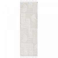 Carpette à poil long Quinto à motif de cercles géométriques - 2 pi 7 po x 8 pi