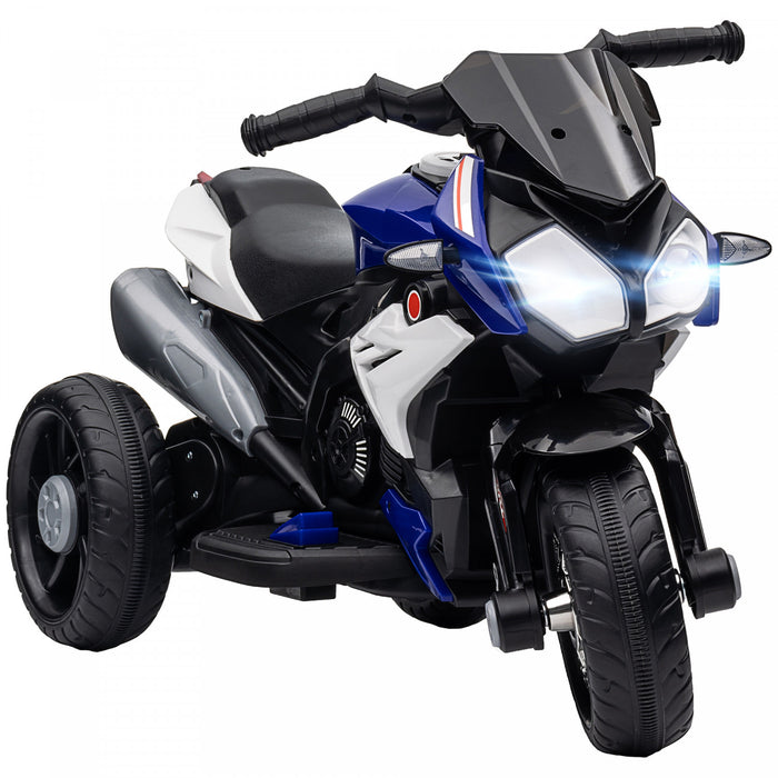 Qaba Moto Pour Enfants 6v Avec Musique, Phares, 3 Roues, Bleu
