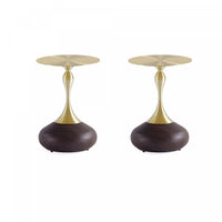  Table d’appoint Patchin moderne en brun et or – Lot de 2