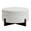 Table Basse Ottoman Ronde Sophia avec Rembourrage Capitonne et Rangement - Blanc