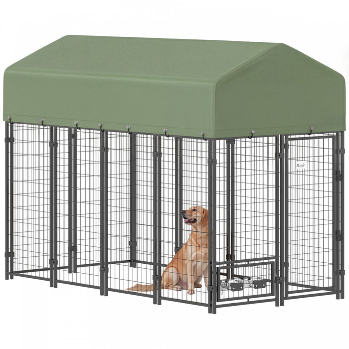 Chenil Exterieur pour Chien, Parc a Animaux Verrouillable, Vert