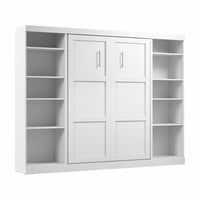 Lit double escamotable mural Pur de Bestar de 109 po avec 2 meubles à tablettes - blanc