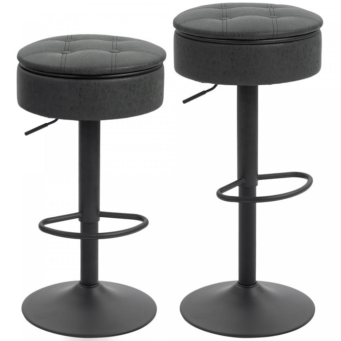 HOMCOM Lot de 2 tabourets de bar, pivotants avec rangement, noir