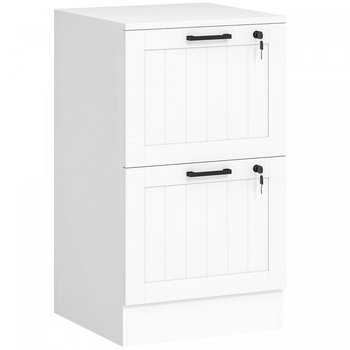 HOMCOM Classeur a 2 tiroirs avec serrure pour lettre A4, Blanc