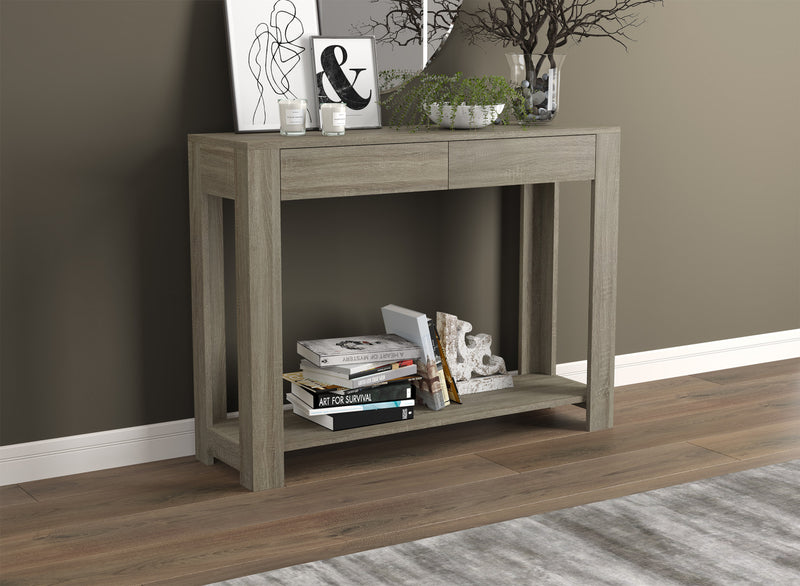 Console de 40 po avec 2 tiroirs et tablette - taupe foncé