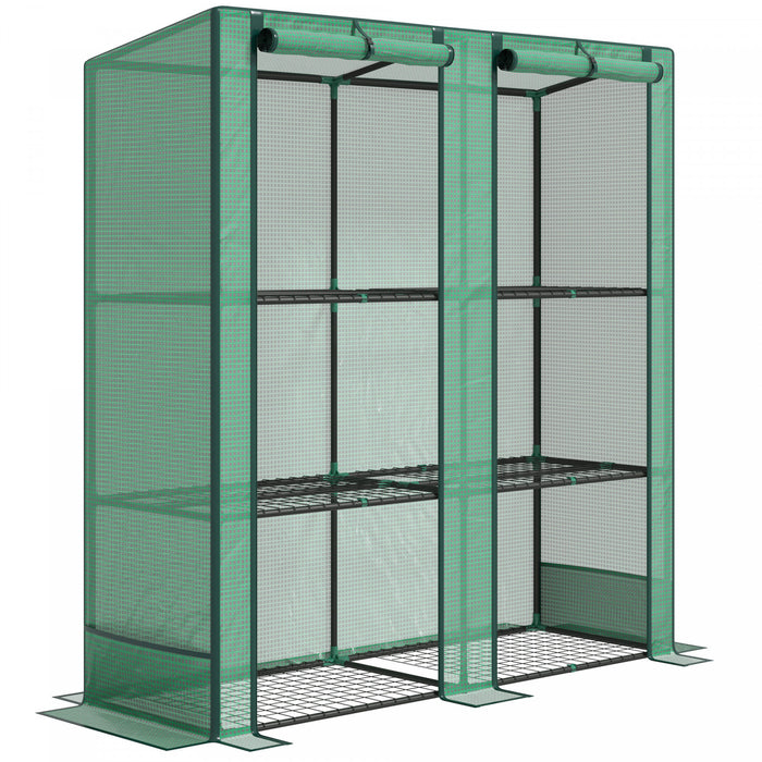 Outsunny Mini Serre Adossee Avec Etageres A 3 Niveaux, Vert