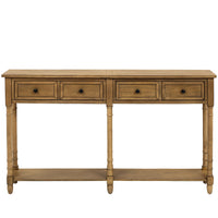 Table Console Phyllis En Bois Massif Avec Tiroirs Et Etagere Inferieure - Pin Ancien