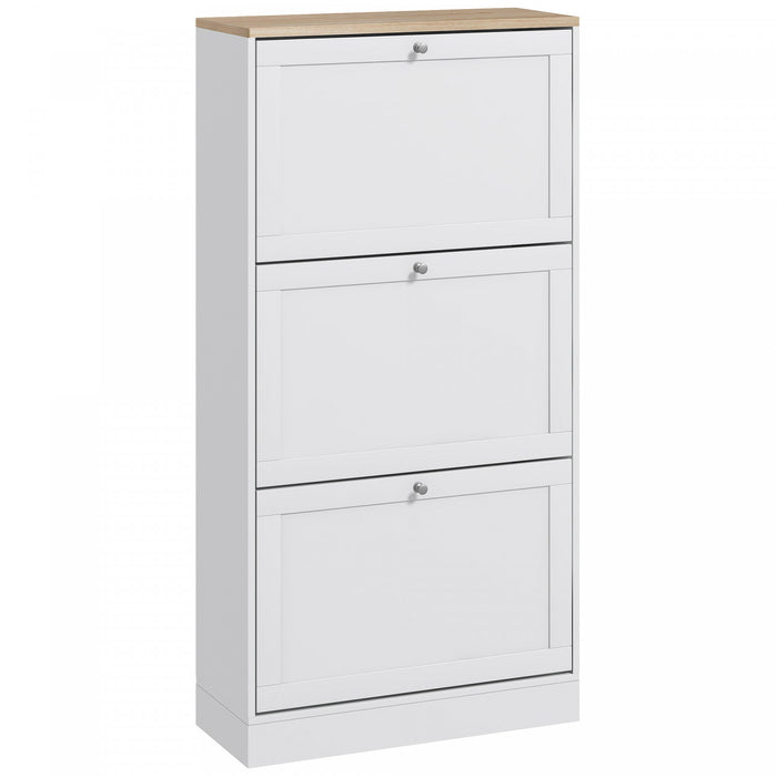 HOMCOM Armoire a chaussures moderne pour 18 paires de chaussures, Blanc