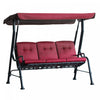 Chaise Pivotante Exterieure Pour Porche En Metal Pour 3 Personnes Avec Auvent Pour Patio Et Jardin Au Bord De La Piscine, Rouge Vin