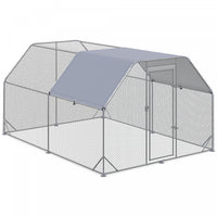 Pawhut Poulailler En Metal Pour 10 A 12 Poulets, Enclos A Poules D'exterieur Avec Couverture Pour Fe