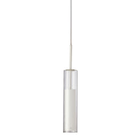 Luminaire suspendu Luna de Dainolite en verre transparent, avec fini blanc et ampoule à DEL de 6 W