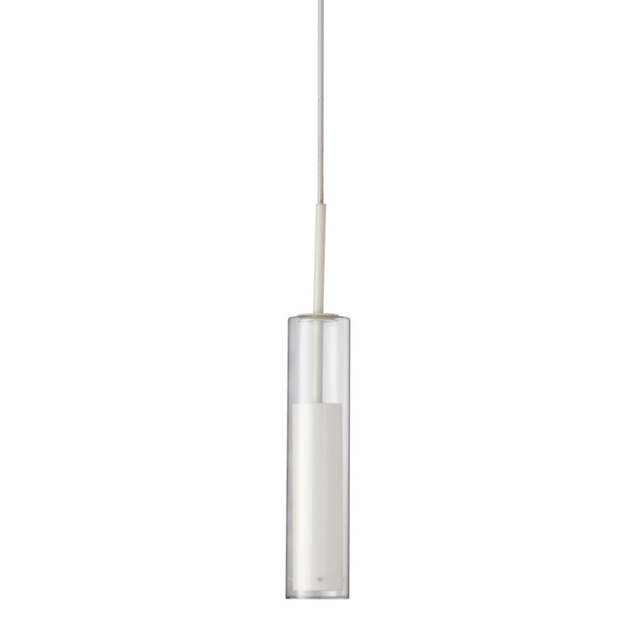 Luminaire suspendu Luna de Dainolite en verre transparent, avec fini blanc et ampoule à DEL de 6 W