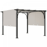 Outsunny 10'x10' Pergola Exterieure Patio Gazebo Auvent Retractable, Blanc