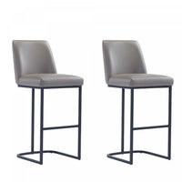Tabouret de bar moderne en metal et tissu Serena, taupe - Lot de 2