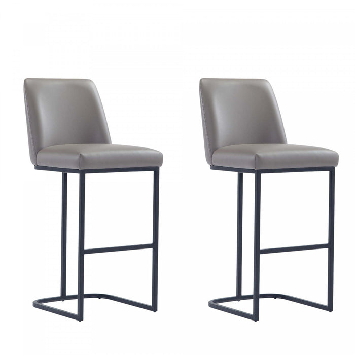 Tabouret de bar moderne en metal et tissu Serena, taupe - Lot de 2