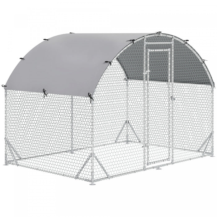 Pawhut Grand Poulailler En Metal Galvanise, Avec Couverture, Pour L'exterieur De La Cour (9.2' X 6.2' X 6.5').
