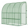 Outsunny 7' X 4' X 7' Serre De Jardin Adossee Avec Etageres A Fleurs 2 Niveuax Porte Zippee Enroulable, Acier Bache Pe Haute Densite Anti-uv Vert