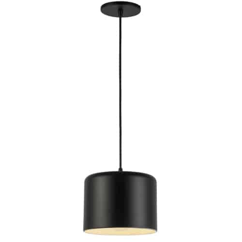 Luminaire suspendu Emilia de Dainolite avec abat-jour noir mat et blanc, fini noir mat et 1 ampoule