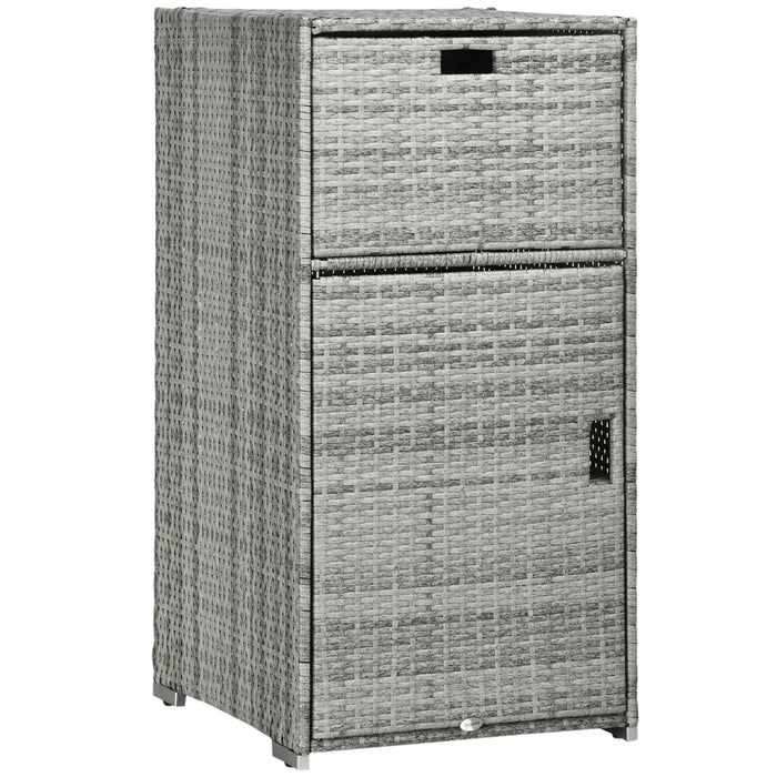 Outsunny Meuble De Rangement Resine Tressee Pour Patio Gris Mixte