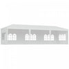 Tente De Fete Portable Outsunny 10 X 28 Pieds, Tonnelle De Fete De Mariage Pour Repas De Jardin Et Exterieur Avec 5 Parois Laterales Amovibles, Blanc
