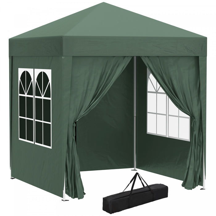Outsunny 6.6' X 6.6' Tente De Fete Tente D'exterieur Pliante Gazebo Avec Parois Laterales Vert