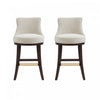 Tabouret de bar moderne Lucia en bois et tissu chenille naturel - Lot de 2