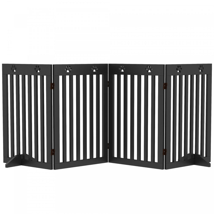 Pawhut Barriere Autoportante Extra Large Pour Chien De 80\", Cloture De Securite Pliable Avec 4 Pieds De Support Pour Porte, Escaliers, Noir