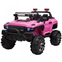 Aosom Voiture A Chevaucher 12v Rc 2 Places Camion De Police Voiture Electrique Pour Enfants Avec Lum