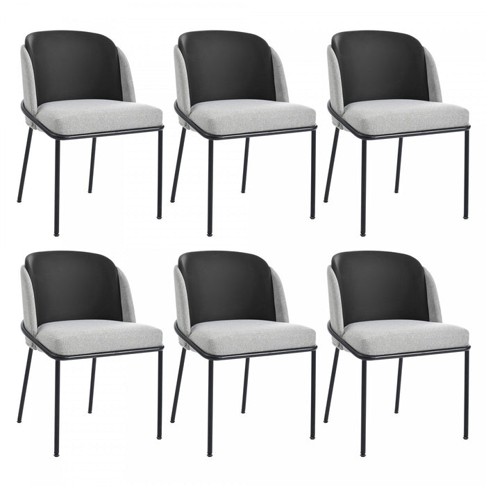 Olivia Ensemble de 6 chaises de salle a manger modernes avec pieds inclines et pieds reglables, noir et gris