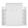 Aiden Lit escamotable Murphy avec etageres et eclairage LED, taille Full, blanc