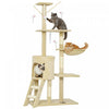 Arbre a chat PawHut, tour de 135 cm pour chatons d'interieur avec poteaux a griffer en sisal, perchoirs moelleux, niche, hamac, echelle, jouets suspendus, centre d'activites a plusieurs niveaux, beige
