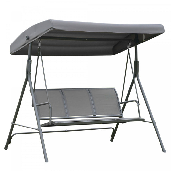 Balancelle De Jardin 3 Places Grand Confort Toit Inclinaison Reglable Assise Et Dossier Ergonomique Acier Textilene Gris