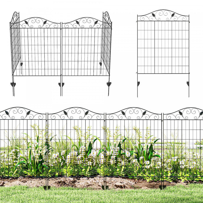 Cloture decorative de jardin Outsunny 4 panneaux Bordure en fil d'acier