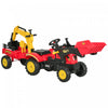 Aosom 3 En 1 Joeut A Chevaucher Bulldozer/pelleteuse Jouet Avec 6 Roues, Remorque De Cargaison Controlable Et Commandes De Pedale Faciles