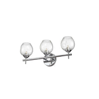 Lumière de coiffeuse Abii de Dainolite en verre transparent, avec fini chromé poli et 3 ampoules