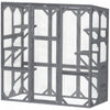 Catio Pawhut, Enclos D'exterieur Pour Chat Avec 6 Plates-formes De Saut, Toit Resistant Aux Intemperies, Grande Porte D'entree, Niche En Bois Pour 1 A 3 Chatons, 150 Cm X 71 Cm X 152 Cm, Gris