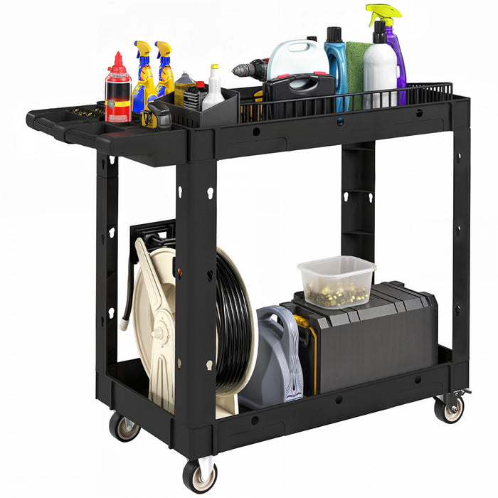 Homcom Chariot A Outils Roulant A 2 Niveaux, Capacite De 500 Lb, Noir