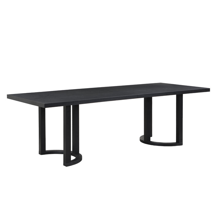 Table À Manger Ethan Avec Base En U, Bois Massif Et MDF, 95 Po De Large - Noir