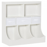 Homcom Meuble Rangement Jouet Etagere Pour Jouets Enfants Organisateur Jouet 5 Compartiments 3 Tiroi