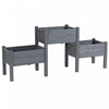 Outsunny Lit De Jardin Sureleve Avec 3 Jardinieres, Support Pour Plantes En Bois Autoportant Avec Trous De Drainage, Pour Legumes, Herbes Et Fleurs, Gris