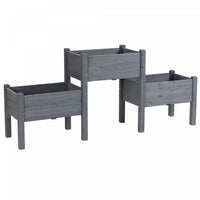 Outsunny Lit De Jardin Sureleve Avec 3 Jardinieres, Support Pour Plantes En Bois Autoportant Avec Tr