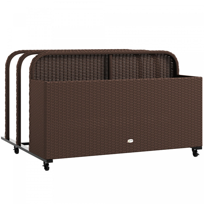 Outsunny Organisateur De Rangement Exterieur En Rotin Pour Piscine, Marron