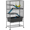 Cage pour petits animaux a 5 niveaux avec plateau profond, sur roulettes