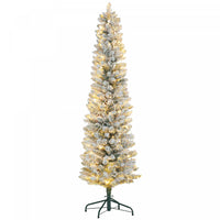 Homcom Arbre De Noel Artificiel Floque Enneige De 6 Pieds Avec Lumieres