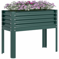 Outsunny Lit De Jardin Sureleve , Jardiniere Surelevee Galvanisee, Vert