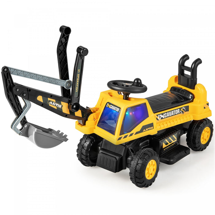 Costway Kids Ride On Excavator Digger Electric Construction Vehicles Avec Lumieres Et Musique