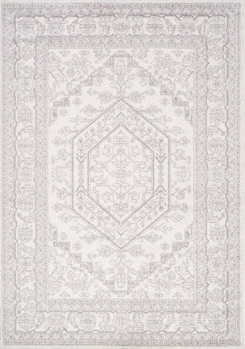Tapis Fallon blanc gris elegant delave traditionnel, 6'7\" x 9'6\"